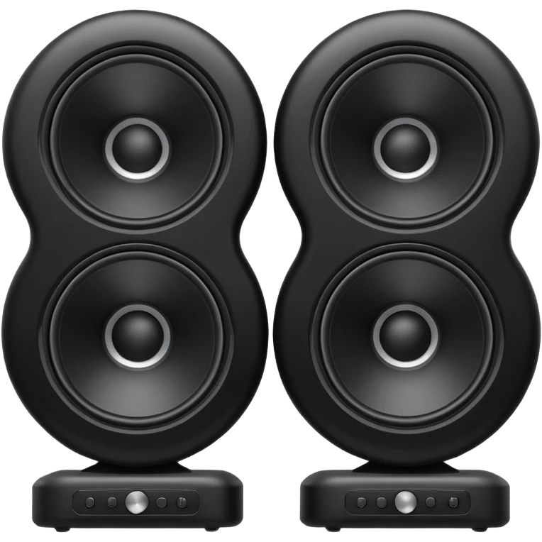 pair of big speakers emoji, deep matte black metal body, circular speaker cones with subtle depth, smooth rounded edges, minimalistic futuristic 3D style, luxury aesthetic emoji