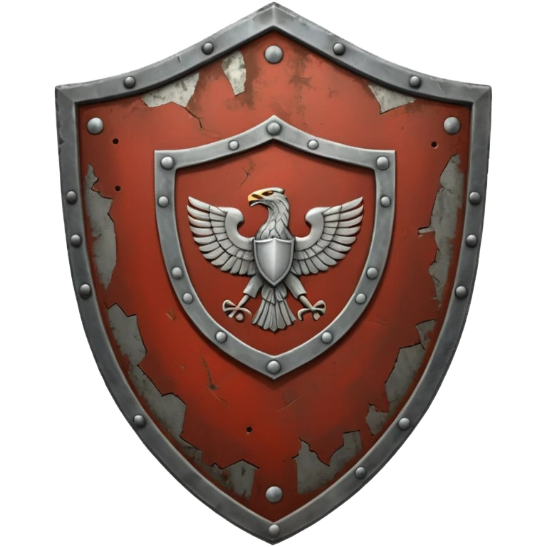 a battle worn steel shield with engraved roman numerals for 30, the roman numerals should be prominante and in the center of the shield emoji