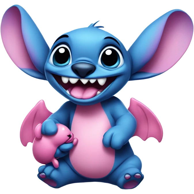 Blue and pink Stich kiss from lilo and stich emoji