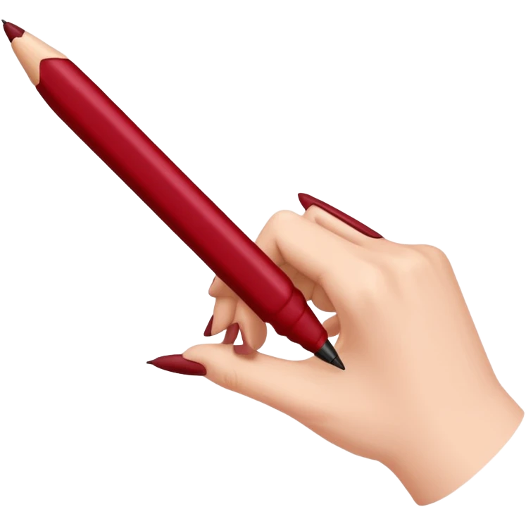 the hand writes with a dark red pen emoji