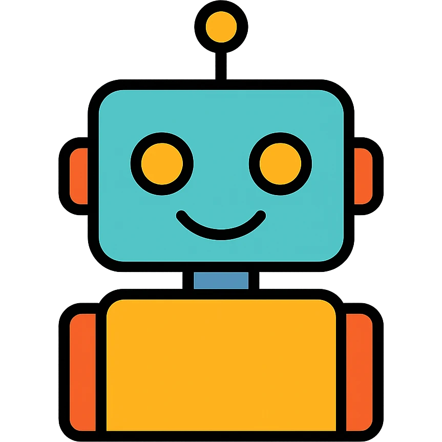 color outline icon of a smiling robot emoji