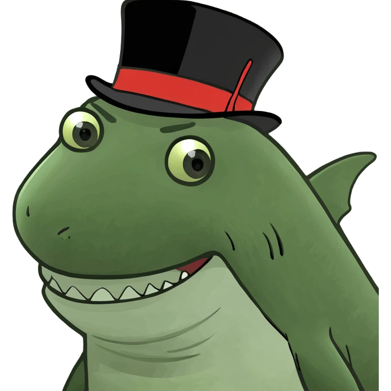 Shark with a top hat emoji