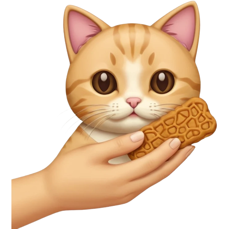 Create this which a hand holding a cat treat emoji