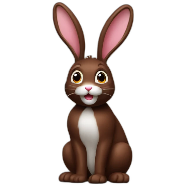 Chocolate rabbit with a bitten tail emoji
