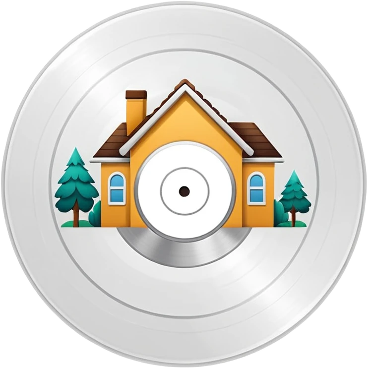 white vinyl with a house logo in the middle emoji