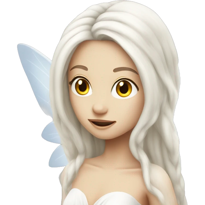 Flying white fairy with long white hair emoji