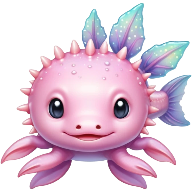 Sparkly glossy Pastel iridescent cute baby  axolotl emoji