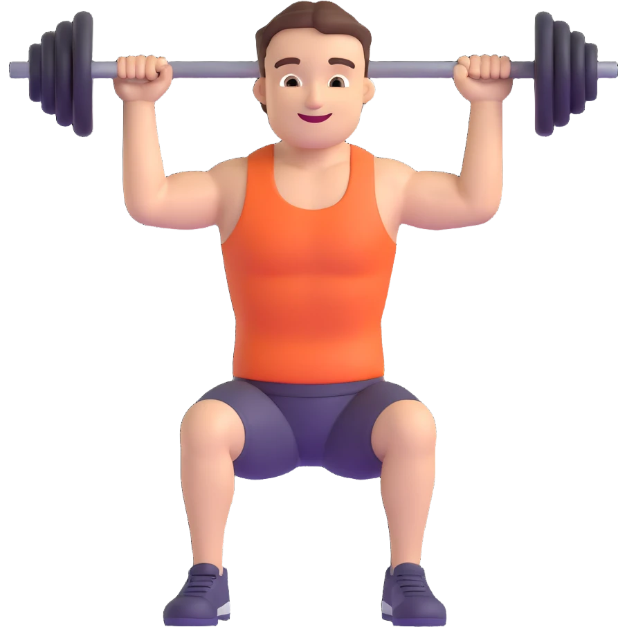 levantamiento de pesas olímpico, atleta sonriente levantando pesas, estilo 3D emoji emoji