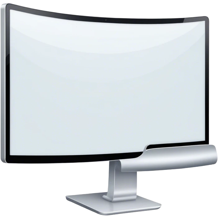 Create a professional emoji for UX/UI design. Show a curved monitor with 2 windows : one displaying white empty page, and the other showing the completed web interface. Use modern, professional colors. Do not include any emojis or smiley faces. Make the background transparent. emoji