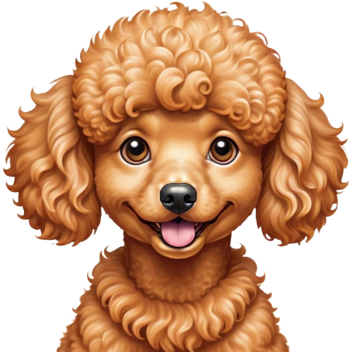 Cinematic Comical Apricot Poodle Portrait Emoji, Head tilted dramatically with an exaggeratedly amused expression, featuring a glossy, curly apricot Fur with a vibrant sheen, wide, expressive warm eyes filled with playful disbelief, Simplified yet hilariously expressive features, highly detailed, glowing with a slightly sassy glow, high shine, dramatic yet playful, stylized with an air of cheeky mischief, bright and endearing, soft glowing outline, capturing the essence of a spirited and over-the-top companion, so meme-worthy it feels like it could side-eye its way into internet fame instantly! emoji