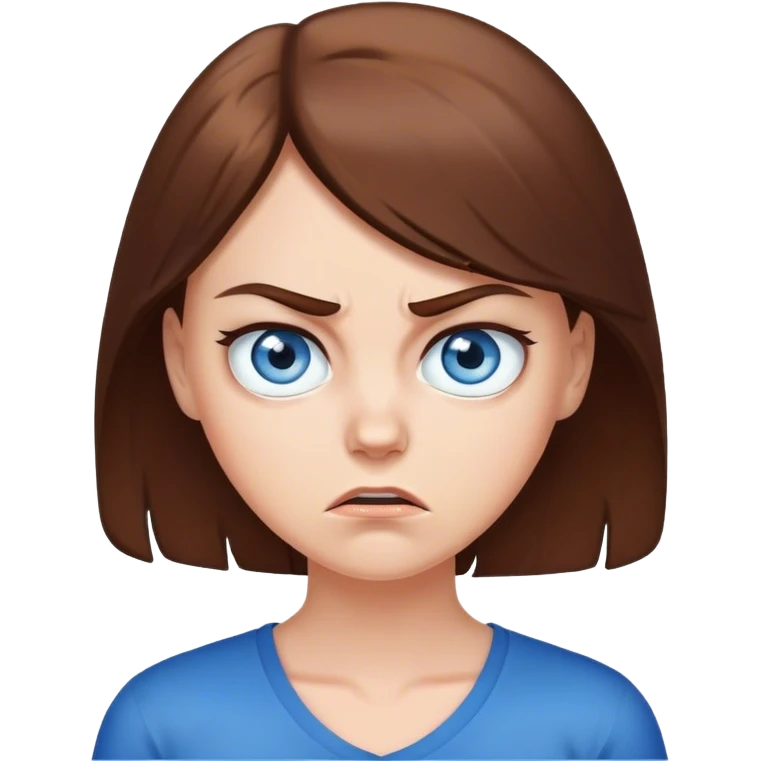 White girl blue eyes brown hair, telling someone off  emoji