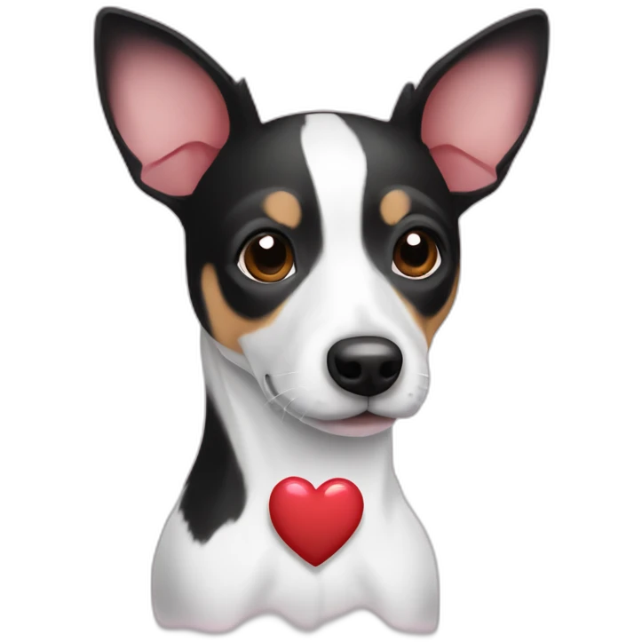 Black and White Rat terrier with hearts emoji