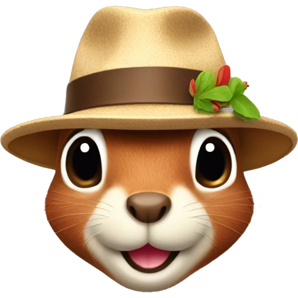 Squirrel with panama hat on head emoji
