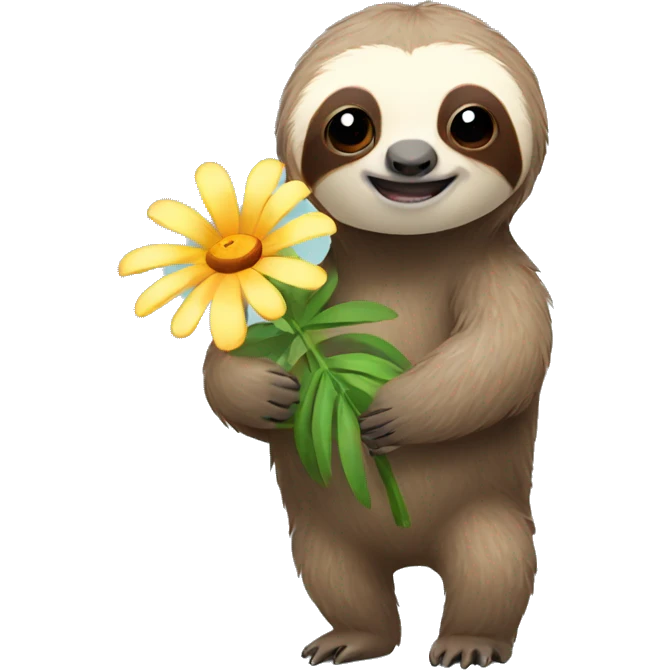 sloth holding flower emoji