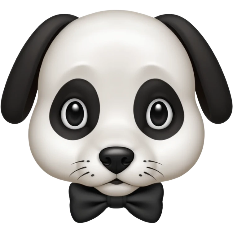 Un cocker noir et blanc avec un petit noeud emoji