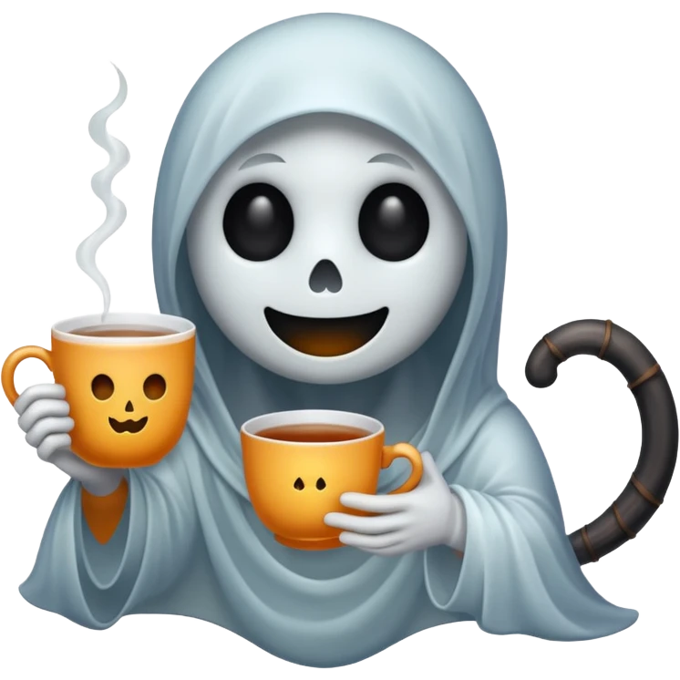  Spooky Ghost emoji holding a cup of tea emoji