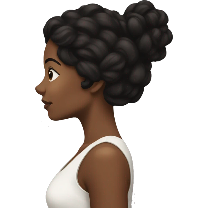 the back of a brown women, with black hair, a white crop top, wavy long hair emoji