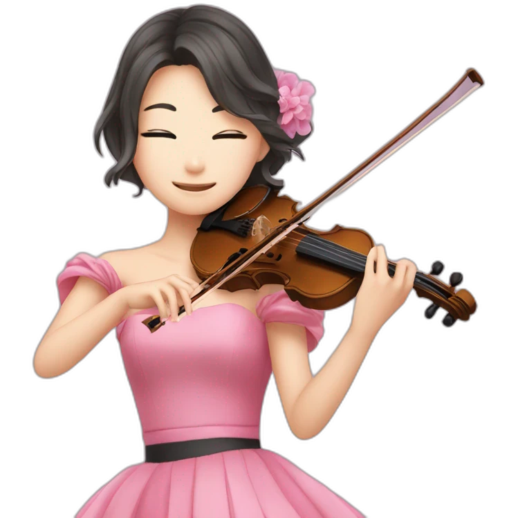 Miyazono Kaori playing violin in a pink dress emoji