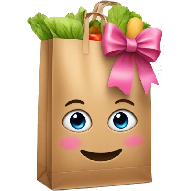 Realistic grocery bag with pink bow emoji