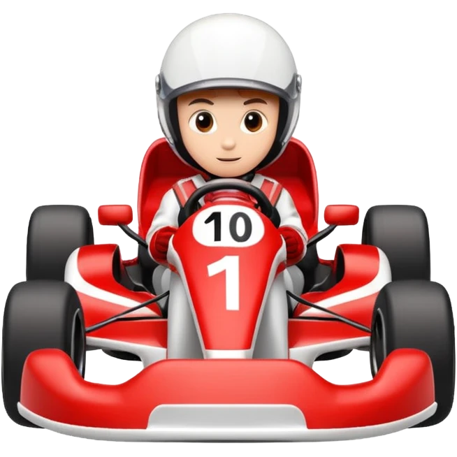 Kart With Body Color Is Red And White With Number Is 1 emoji
