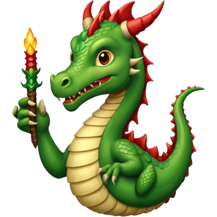 ein Drache mit einem Zauberstab in der Hand  und einem Zilinder auf dem kopf emoji