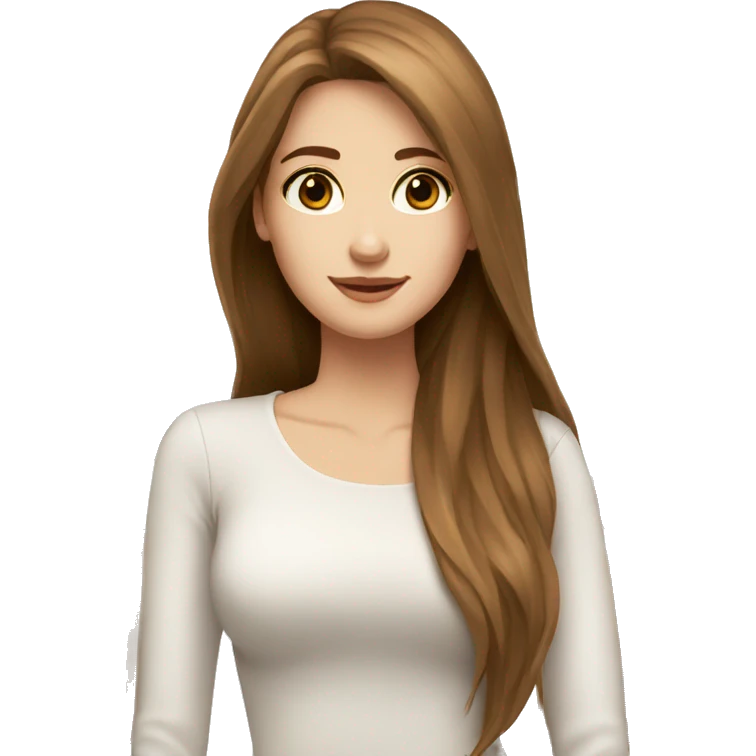 brown hair brown eyes long straight hair white skin woman emoji