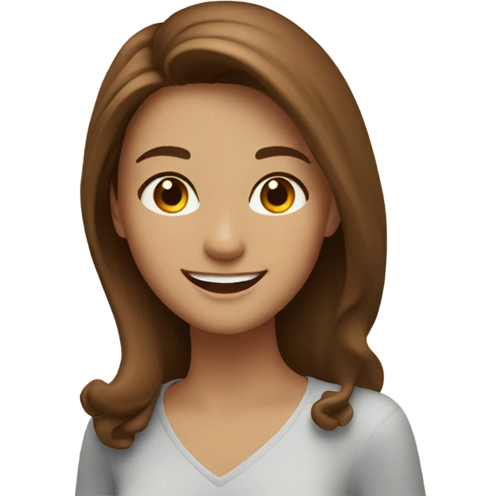 Lady with long brown hair and brown eyes happy birthday emoji