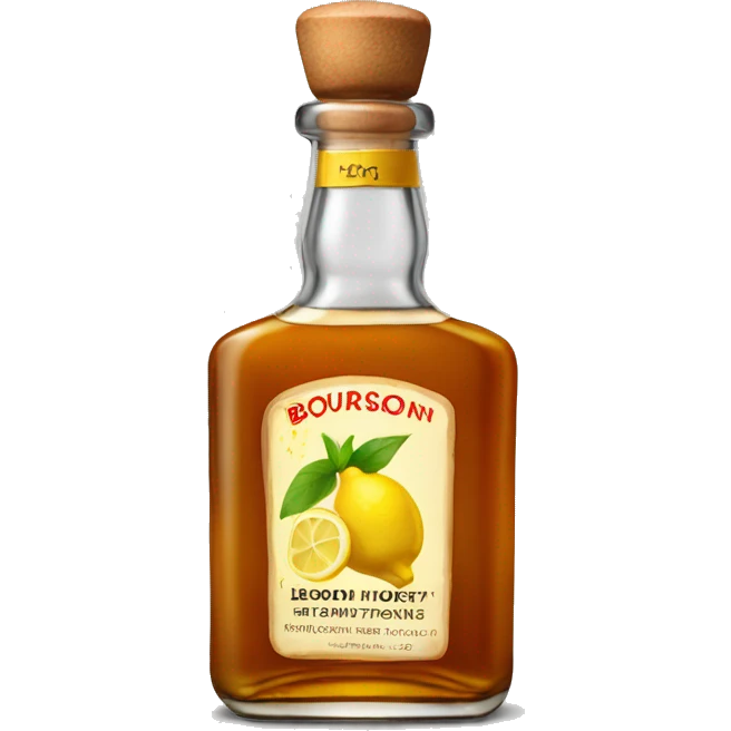 Bourbon bottle with ginger, Lemon and Honey emoji