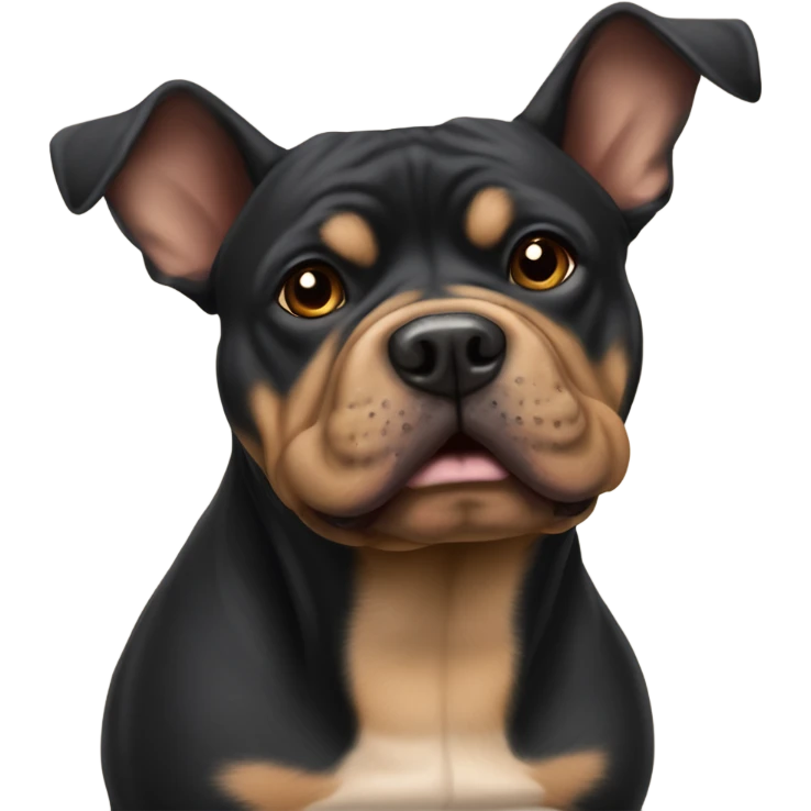 Little black coloured dog with big tan coloured xl bully emoji