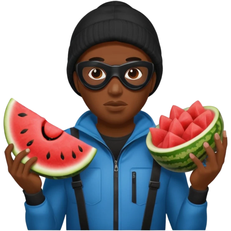 black guy, thug, ski mask, stealing, fried chicken and watermelon emoji