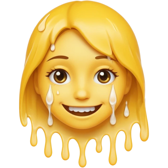 Girl Smiley face with white cum dripping off face emoji