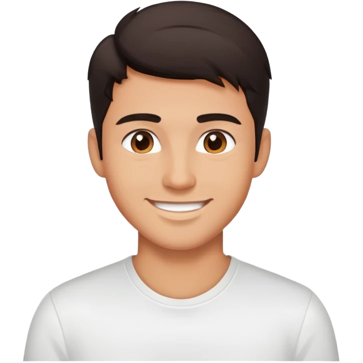 A young handsome dark-haired smiling guy in a white shirt emoji