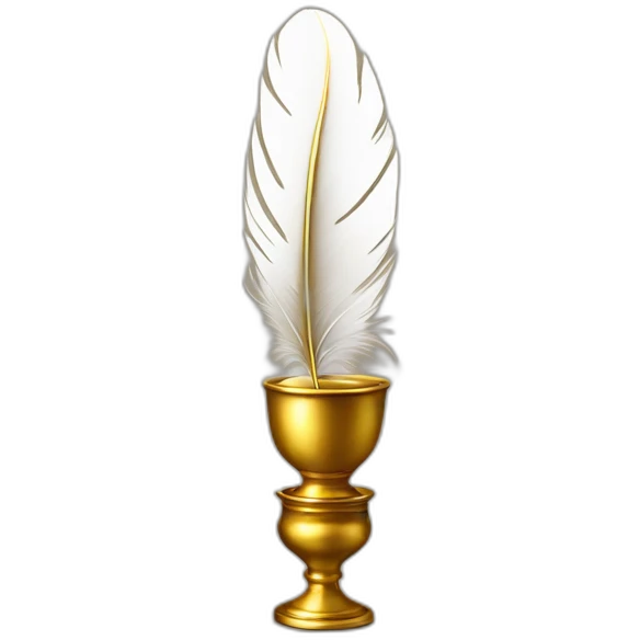 gold inkpot white feather emoji
