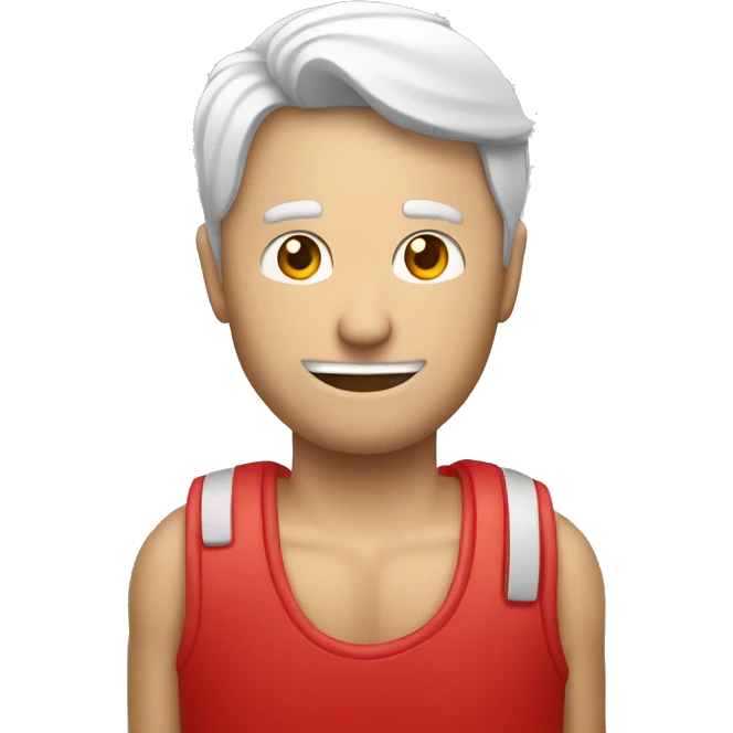 Un hombre con una enguatada roja, de piel blanca y con un teléfono iHpone emoji