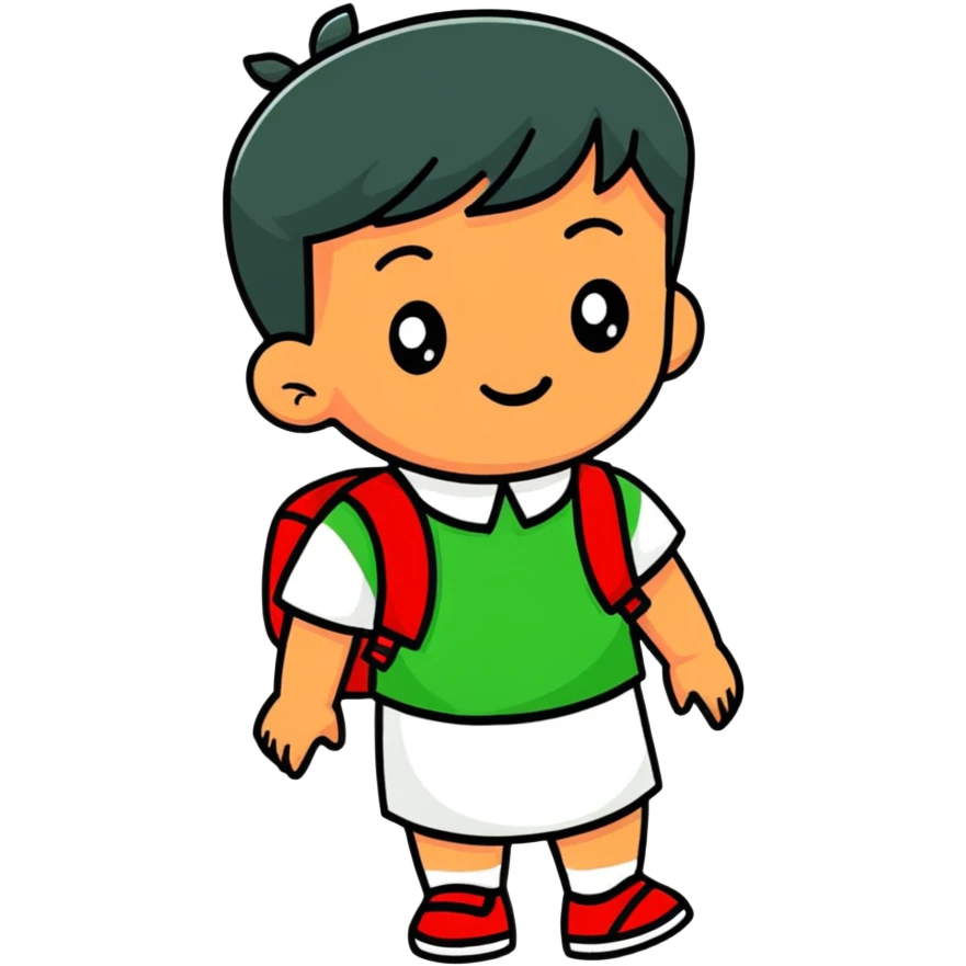 Indonesian child celebrating independence day with red and white accessories emoji