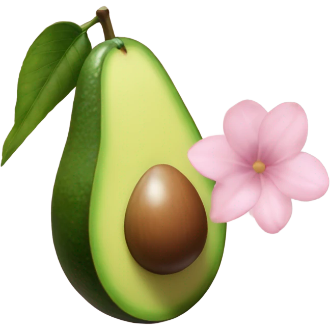 Realistic avacado with pale pink flower emoji