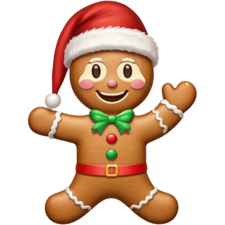 christmas gingerbread man with santa hat emoji