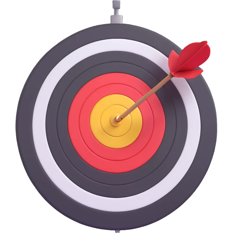 3D emoji style bullseye target with a dart missing the target, not hitting it, keep the 3D emoji style look emoji