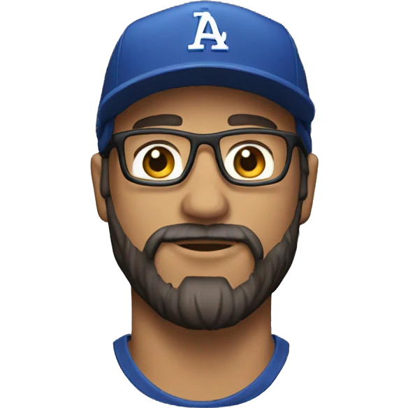 man with baseball cap, long hair, glasses and beard emoji