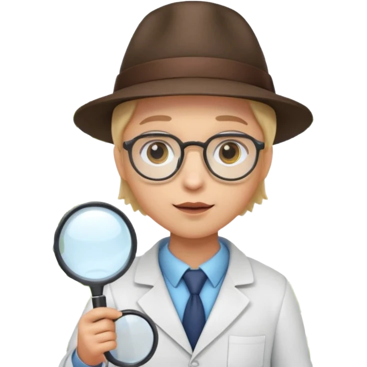 A 3D cartoon scientist wearing a hat and holding a magnifying glass close to bright flowers, curious expression, detailed Memoji-style realism.A 3D cartoon scientist wearing a hat and holding a magnifying glass close to bright flowers, curious expression, warm daylight. emoji