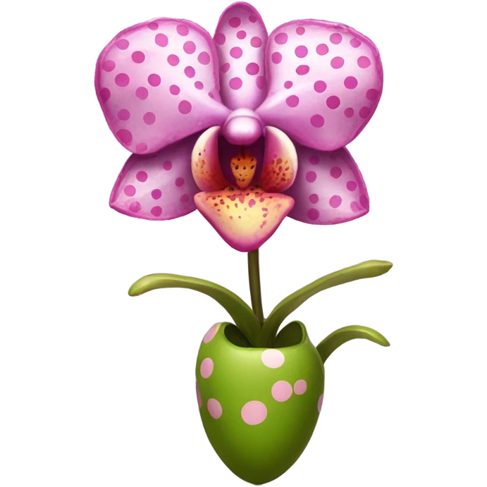 Sparking pink heart orchid flower with polka dots emoji