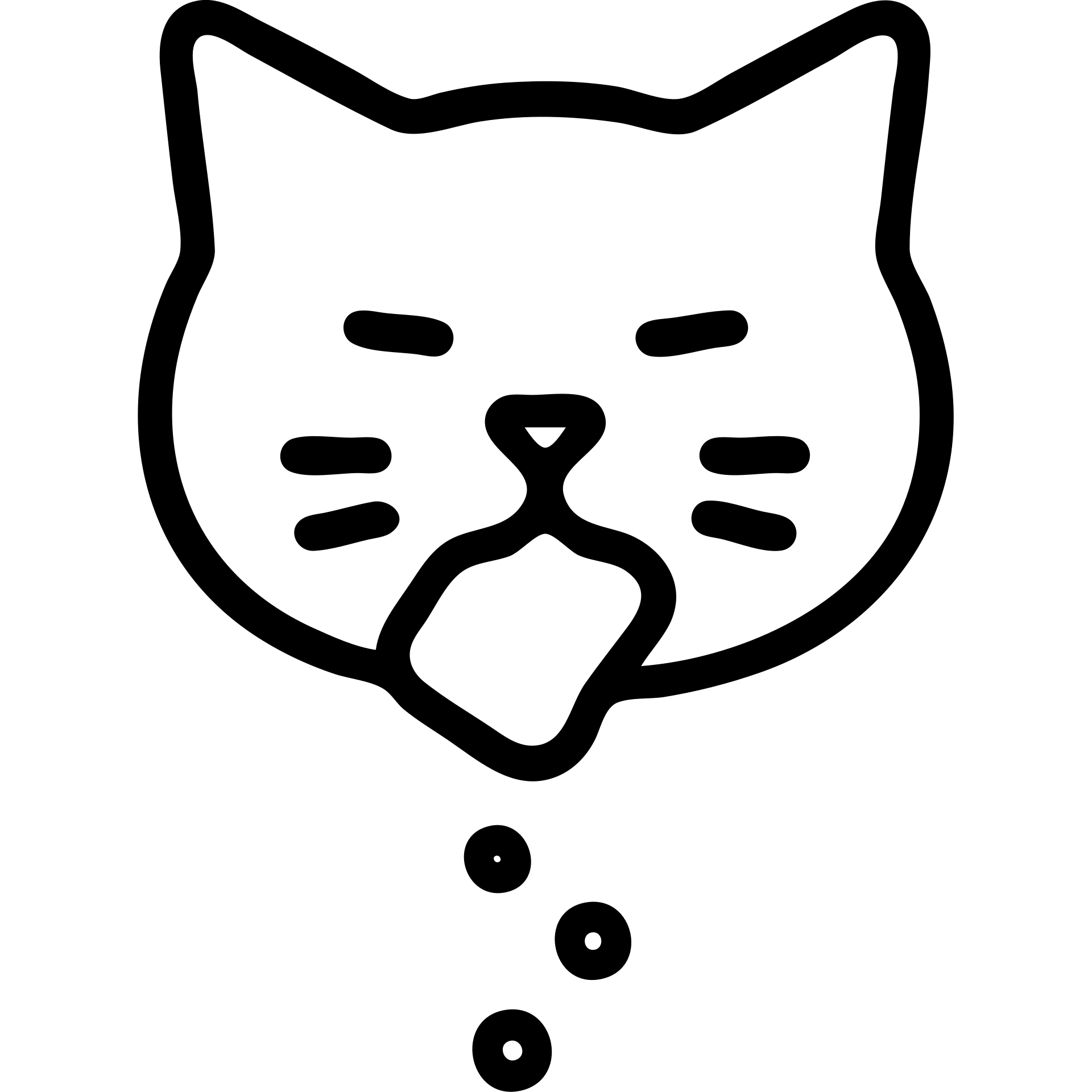 cat dropping food from its mouth, black outlined icon emoji
