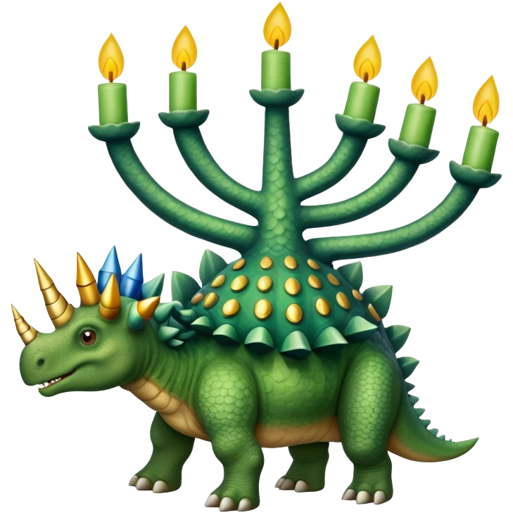A stegosaurs wearing a menorah emoji