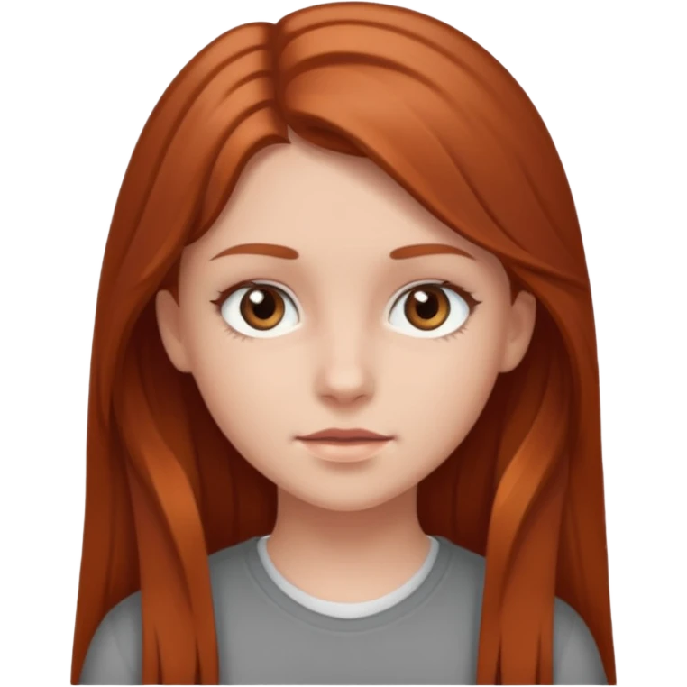 Create an icon of White teenage girl with Gray Eyes and long Reddish light brown hair emoji