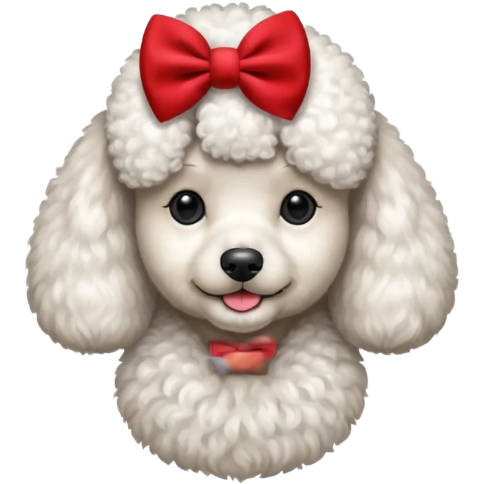 Poodle with red bow tie, portrait emoji