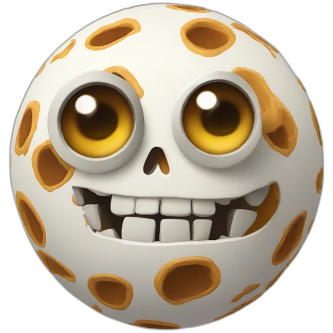 3d sphere with a cartoon Skeleton Horse skin texture with big underdeveloped eyes emoji