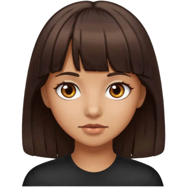 Tan girl with dark brown hair and bangs  emoji