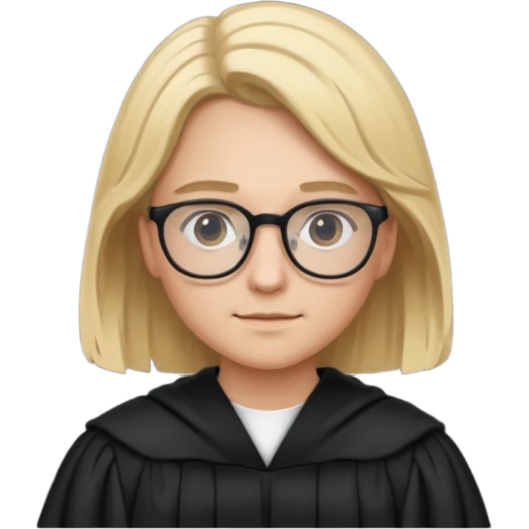 Young judge, blonde hair with glasses and robe emoji