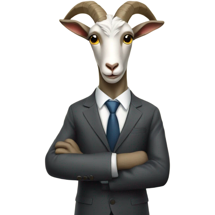 goat wearing suit and tie and teaching emoji