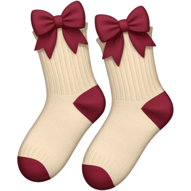 beige socks with two small burgundy bows emoji